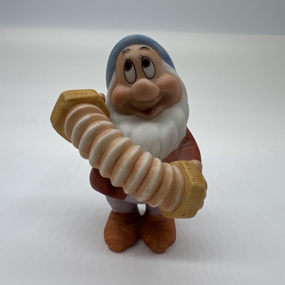 Disney Snow White Seven Dwarfs BASHFUL Figurine Porcelain Music Band Accordion